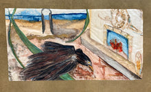"Raven and the Mystical Door" beach towel