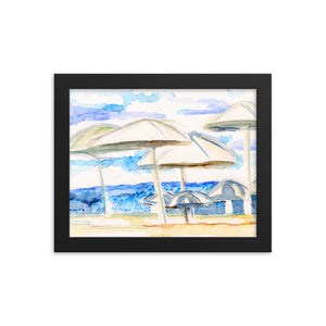 "Umbrella By The Sea" Framed poster